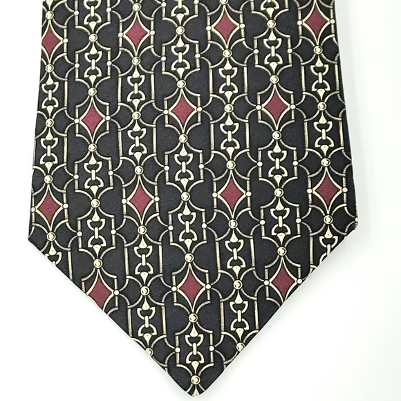 Claybrooke Mens Black Geometric Silk Tie - Picture 2 of 6